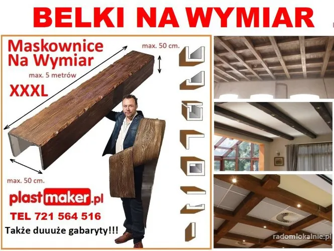 belki rustykalne sufitowe maskownice NA WYMIAR drewna fake wood